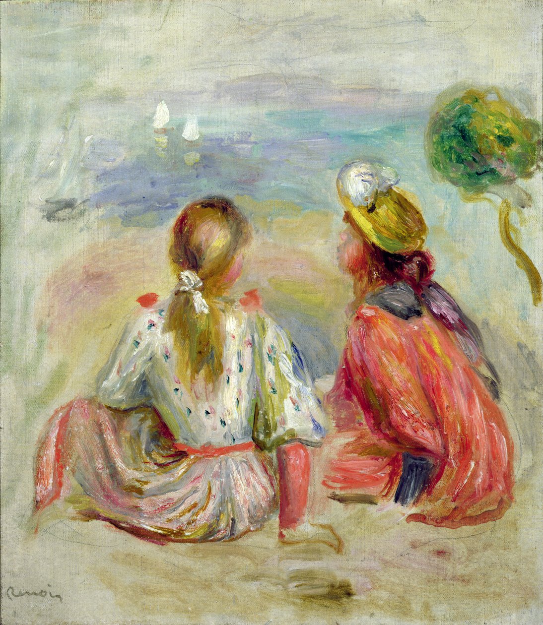 Młode dziewczyny na plaży, ok. 1898 r. autorstwa Pierre Auguste Renoir