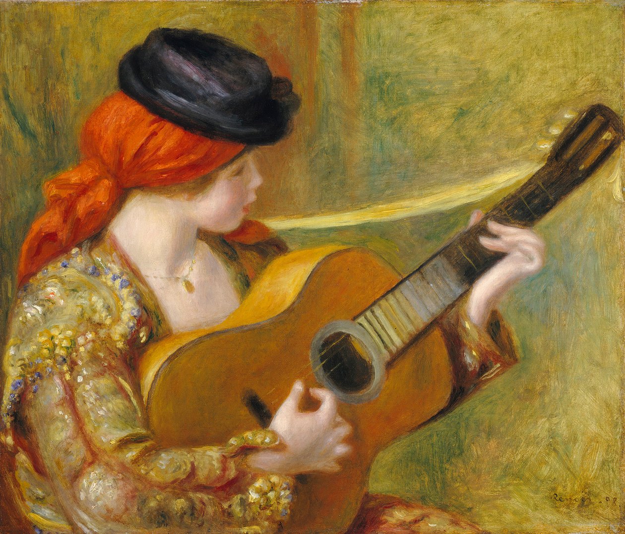 Młoda Hiszpanka z gitarą, 1898 autorstwa Pierre Auguste Renoir