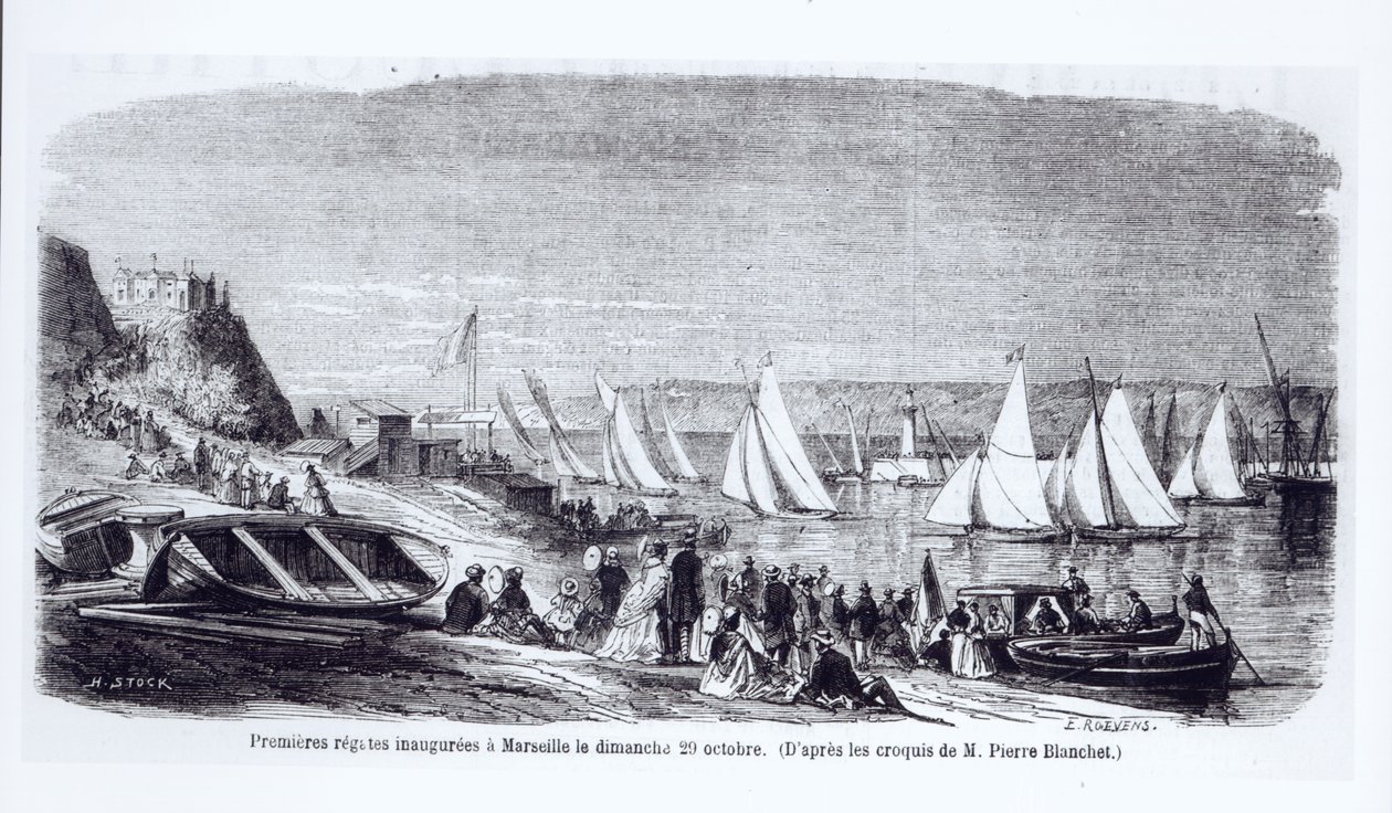 Pierwsze regaty w Marsylii, z Le Monde Illustre, 9 listopada 1861 autorstwa Pierre Blanchet