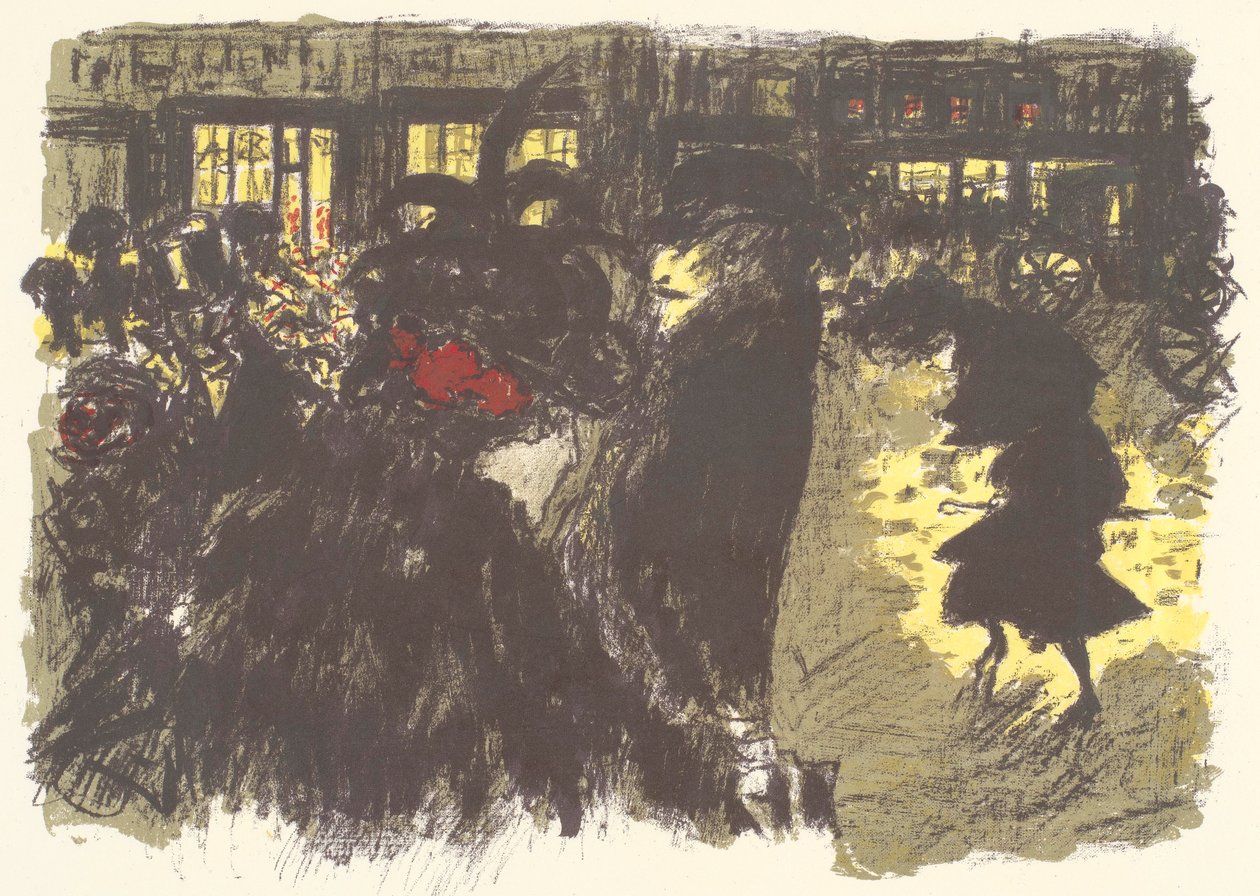 Place le soir, litografia z cyklu Niektóre aspekty życia w Paryżu autorstwa Pierre Bonnard