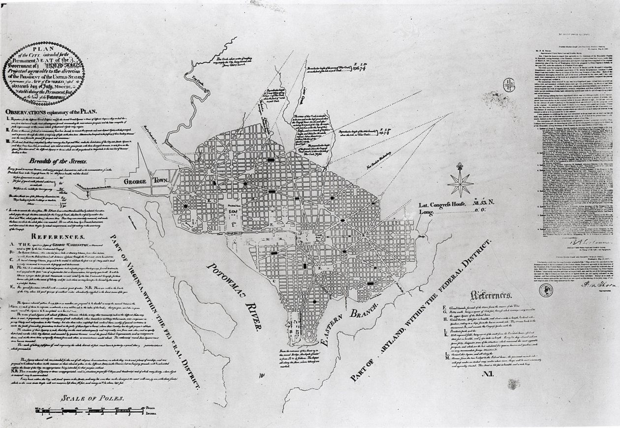 Plan Waszyngtonu, wyd. w „Gazette of the United States”, Filadelfia, 4 stycznia 1792 (zdjęcie Bundu) autorstwa Pierre Charles L
