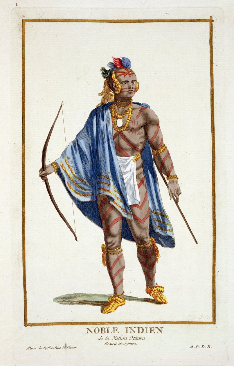 Szlachetny Indianin z narodu Ottawa, 1780 r. autorstwa Pierre Duflos