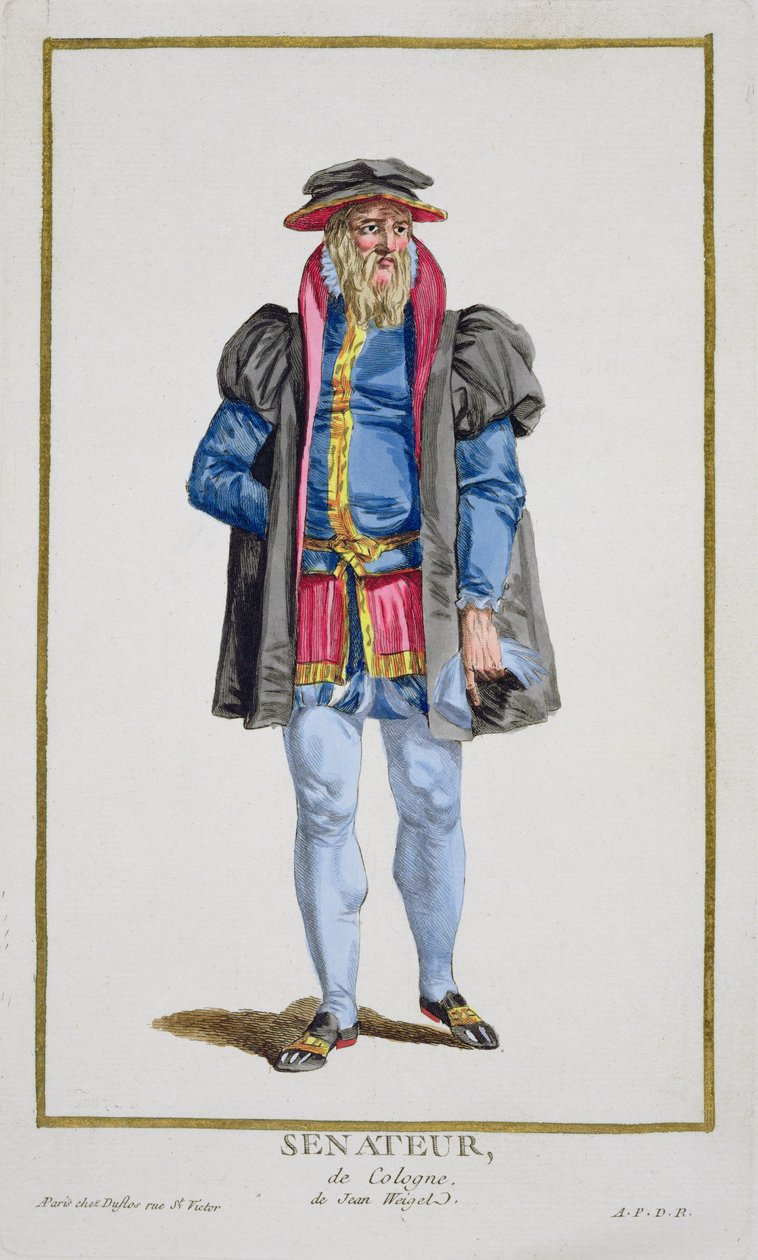 Senator z Kolonii z "Receuil des Estampes, Representant les Rangs et les Dignites, suivant le Costume de toutes les Nations existantes", wyd. 1780 (rycina ręcznie kolorowana) autorstwa Pierre Duflos