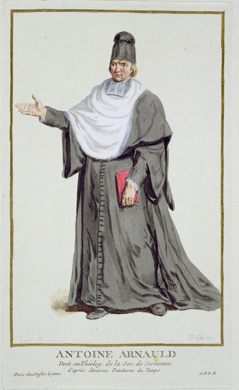 Antoine Arnauld (1612-94) z „Receuil des Estampes, Representant des Rangs et des Dignites, według stroju wszystkich istniejących narodów”, wydanej w 1780 r. (rycina ręcznie kolorowana) autorstwa Pierre Duflos
