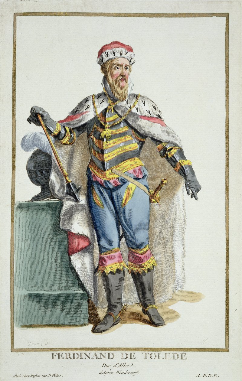 Ferdynand z Toledo (1507-82) książę Alvy z "Receuil des Estampes, Representant les Rangs et les Dignites, suivant le Costume de toutes les Nations existantes", opublikowanego w 1780 roku (ręcznie kolorowana rycina) autorstwa Pierre Duflos
