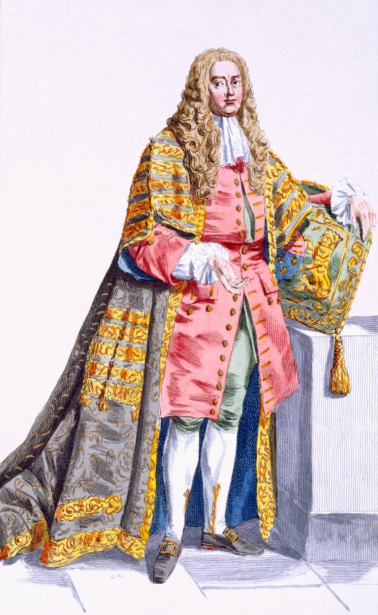 Philip Yorke (1690-1764) Pierwszy Lord Hardwick z „Receuil des Estampes, reprezentujący szeregi i godności, według stroju wszystkich istniejących narodów”, wydana w 1780 r. autorstwa Pierre Duflos