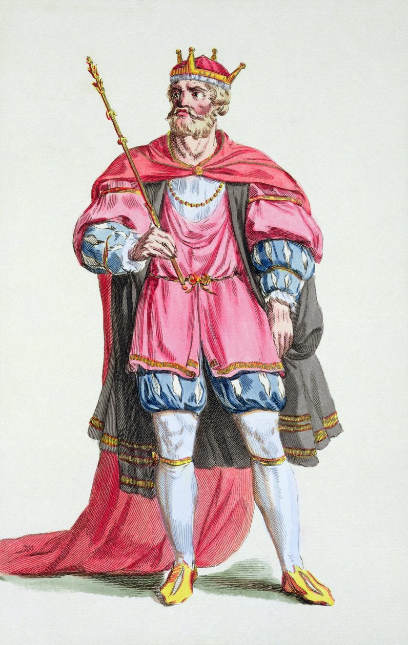 Wilhelm Zdobywca (1027-87), z „Receuil des Estampes, reprezentujący szeregi i godności, według stroju wszystkich istniejących narodów”, wydana w 1780 r. (rycina ręcznie kolorowana) autorstwa Pierre Duflos