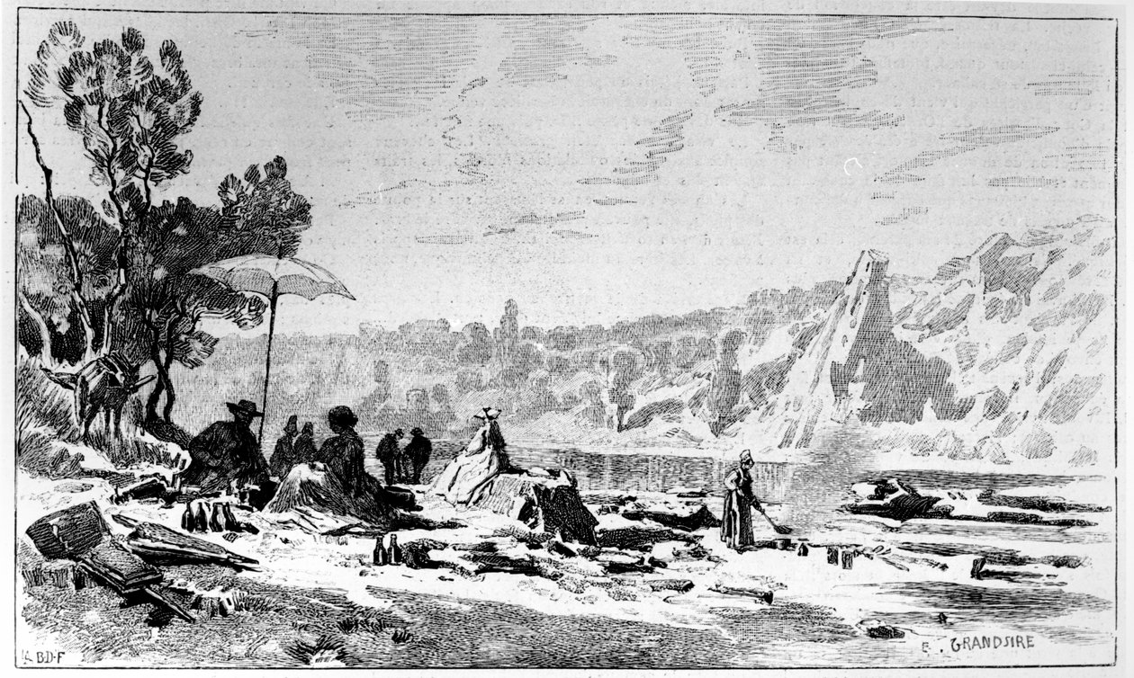 George Sand jedząca obiad nad brzegiem Creuse, ok. 1860 r. autorstwa Pierre Eugene Grandsire