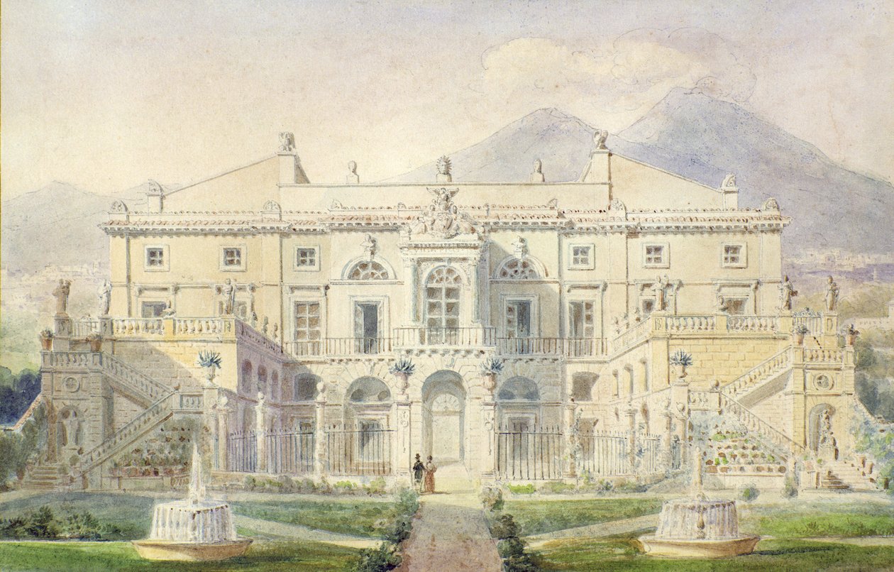 Widok na willę nad Zatoką Neapolitańską autorstwa Pierre Francois Leonard Fontaine