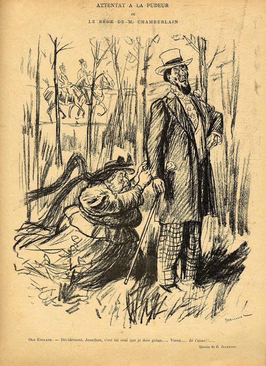 Atak na skromność lub sen pana Chamberlaina, z „Le Rire”, 28 maja 1898 autorstwa Pierre Georges Jeanniot