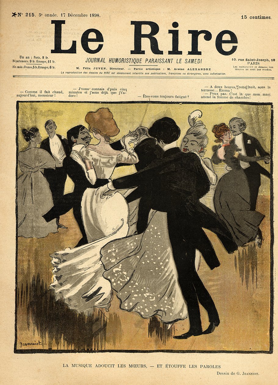 Tańczące pary, z okładki „Le Rire”, 17 grudnia 1898 (kolor lito) autorstwa Pierre Georges Jeanniot