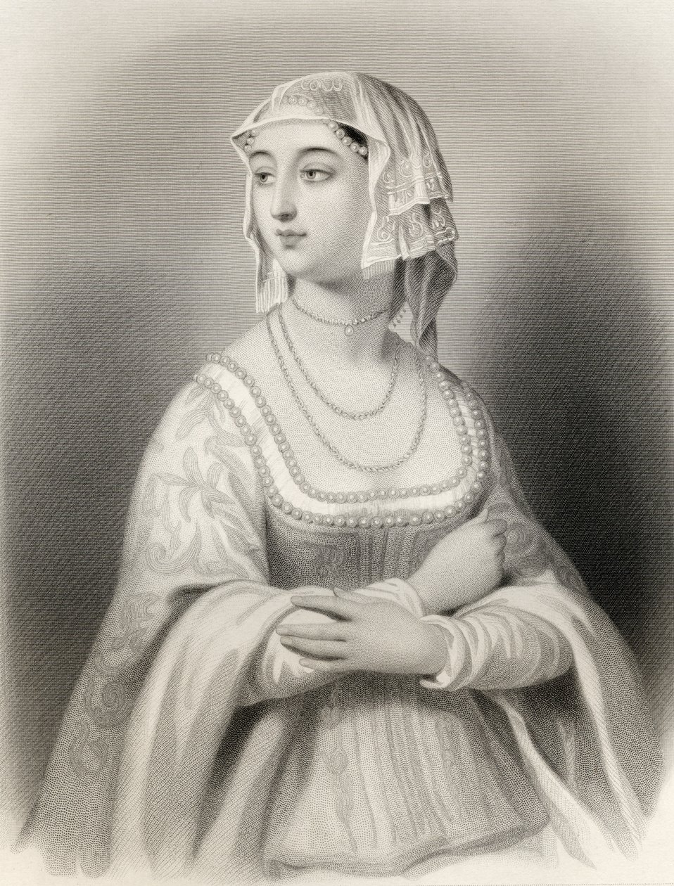 Margret of Anjou (1429-82) ilustracja z „World Noted Women” Mary Cowden Clarke, 1858 autorstwa Pierre Gustave Eugene Staal