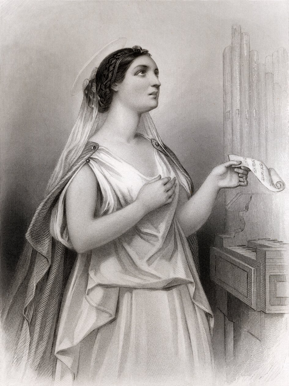 Święta Cecylia, ilustracja z „World Noted Women” Mary Cowden Clarke, 1858 autorstwa Pierre Gustave Eugene Staal