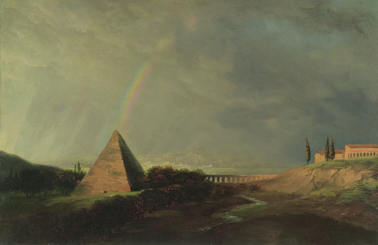 Piramida i Tęcza (olej na papierze na kartonie) autorstwa Pierre Henri de Valenciennes