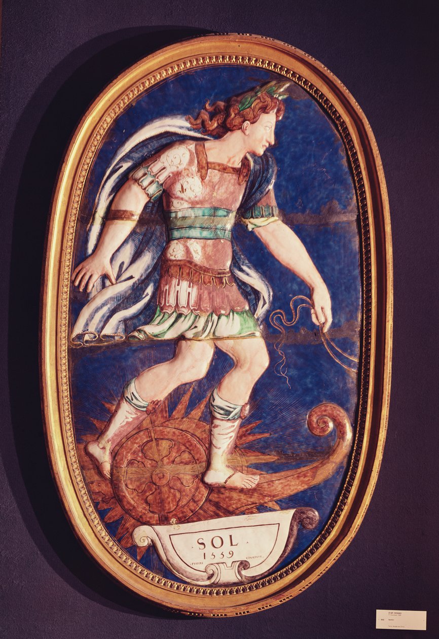 Tablica przedstawiająca Apolla, 1559 (emalia malowana) autorstwa Pierre I Courteys