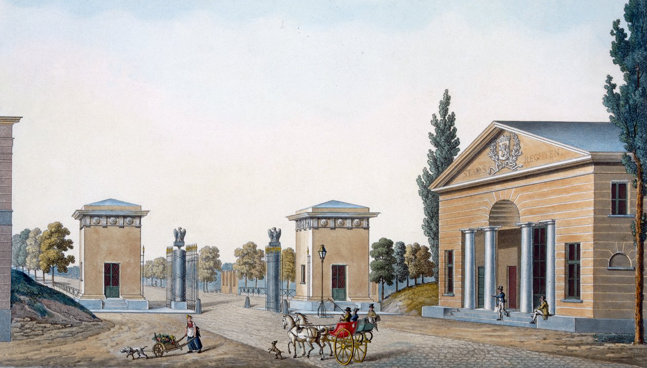 Brama Courtray, Gandawa, z „Wybór najbardziej znaczących zabytków, budynków i domów Królestwa Niderlandów”, opublikowana w 1827 r. autorstwa Pierre Jacques Goetghebuer