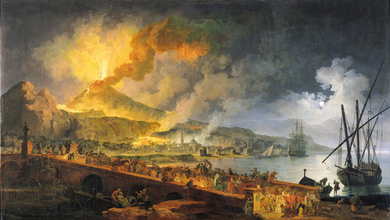 Erupcja Wezuwiusza w latach 1771, 1779 (patrz także 49565) autorstwa Pierre Jacques Volaire