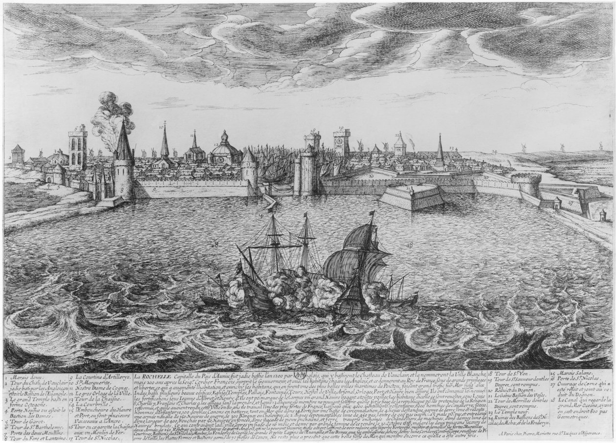 Widok na La Rochelle autorstwa Pierre Jean Mariette