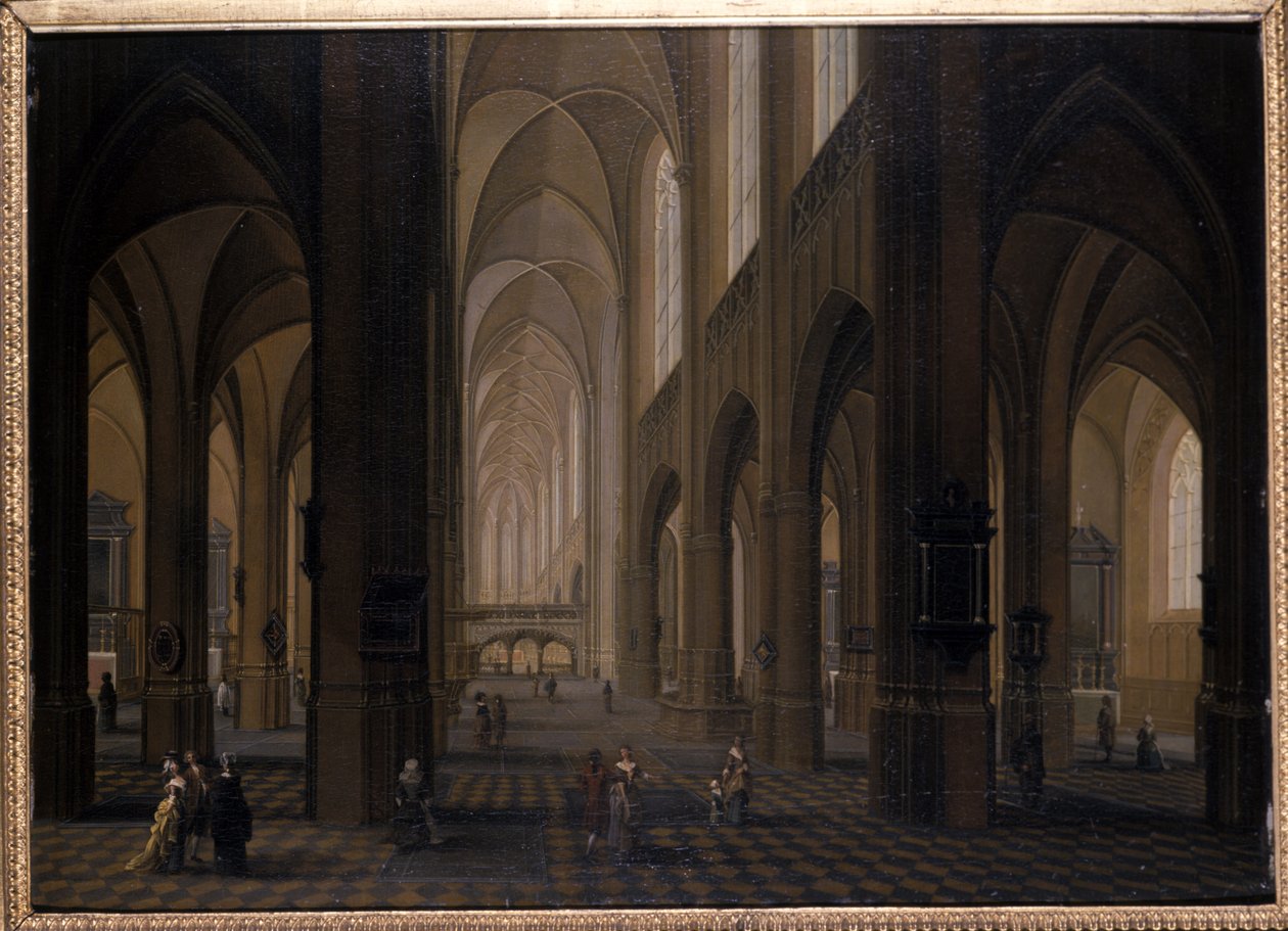 Wnętrze kościoła gotyckiego, 1751-1800 autorstwa Pierre Joseph Lafontaine