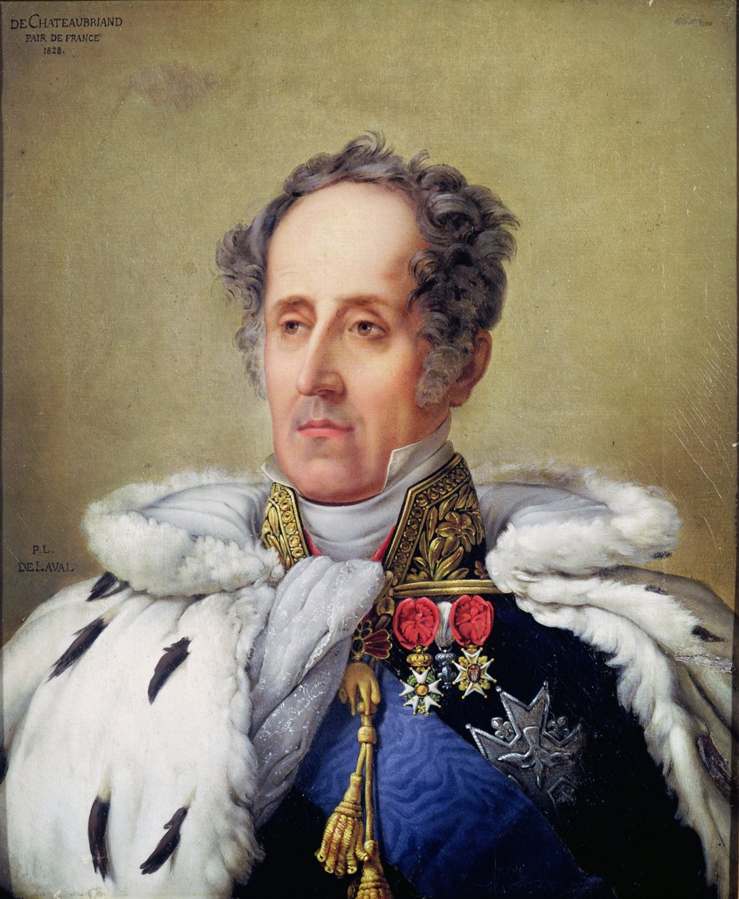 Portret Francois Rene (1768-1848) Vicomte de Chateaubriand, 1828 autorstwa Pierre Louis Delaval