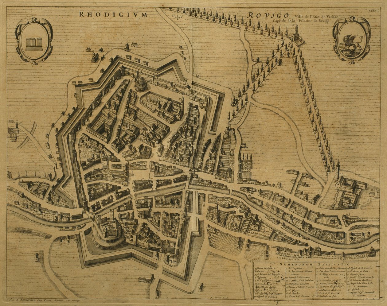 Mapa Rovigo, z „Les Villes de Venetie”, 1704, wydana przez Pierre Mortiera w Amsterdamie autorstwa Pierre Mortier