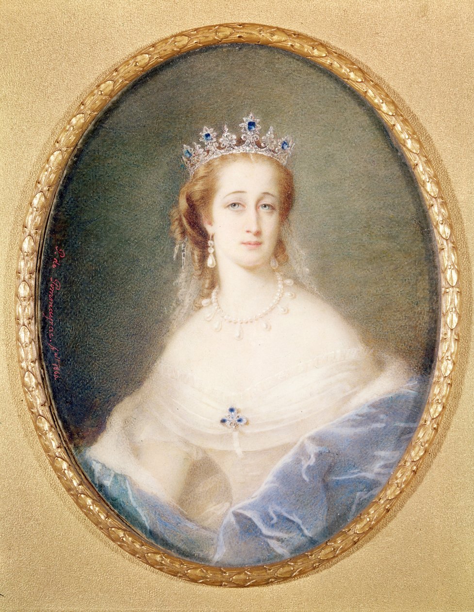Miniatura portretowa cesarzowej Eugenii (1826-1920), 1860 autorstwa Pierre Paul Emmanuel de Pommayrac