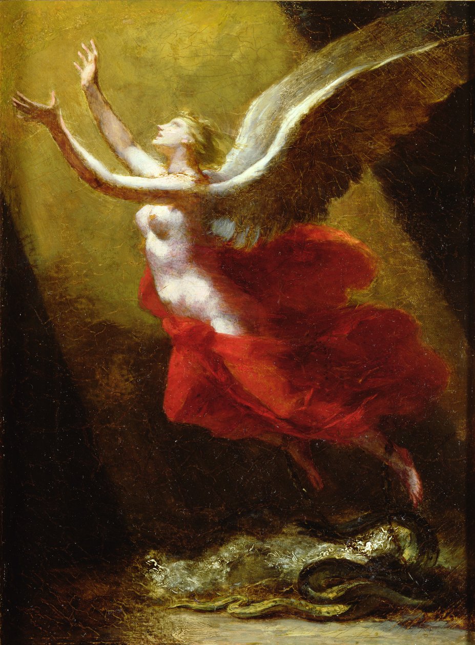 Studium o zerwaniu duszy z ziemią, ok. 1822 r autorstwa Pierre Paul Prudhon