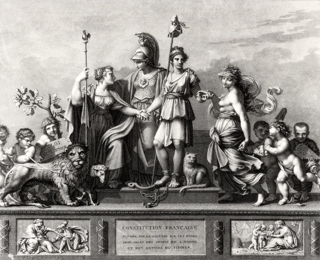 Konstytucja francuska, rytowana przez Jacques Louis Copia (1764-99) autorstwa Pierre Paul Prudhon