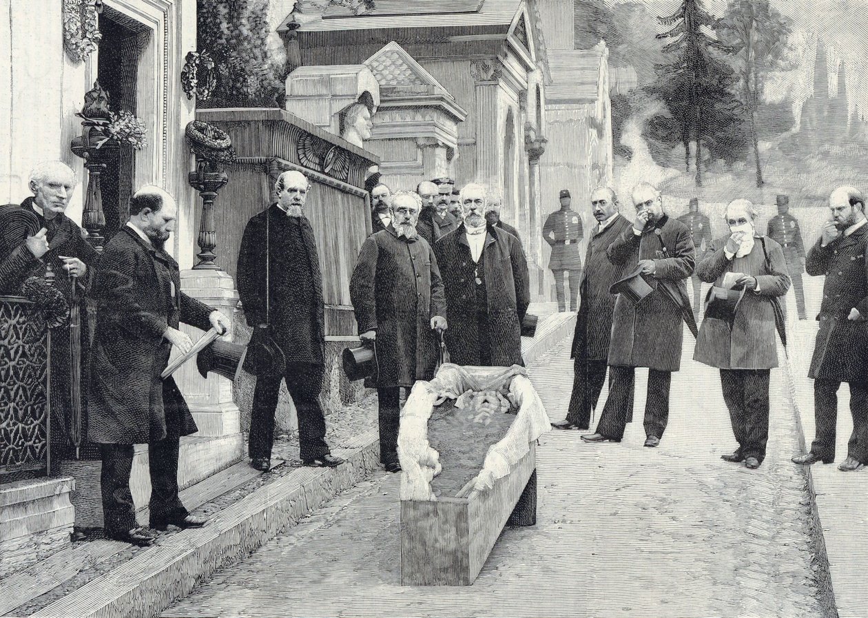 Ekshumacja szczątków Rossiniego w Père-Lachaise autorstwa Pierre Petit