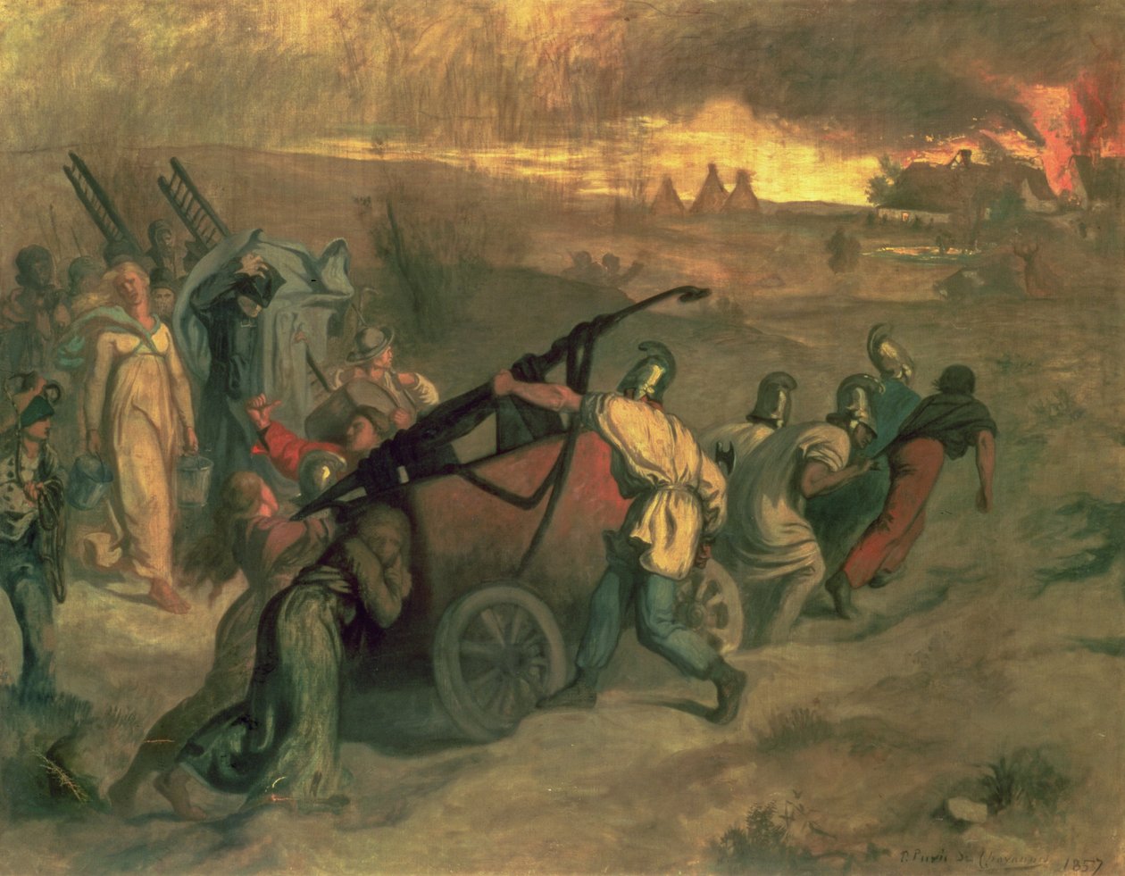 Wiejscy strażacy, 1857 autorstwa Pierre Puvis de Chavannes
