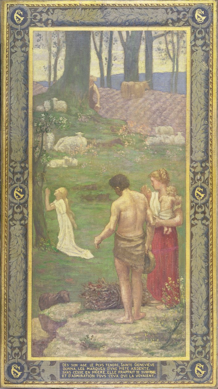 Św. Genevieve jako dziecko na modlitwie, 1879 autorstwa Pierre Puvis de Chavannes