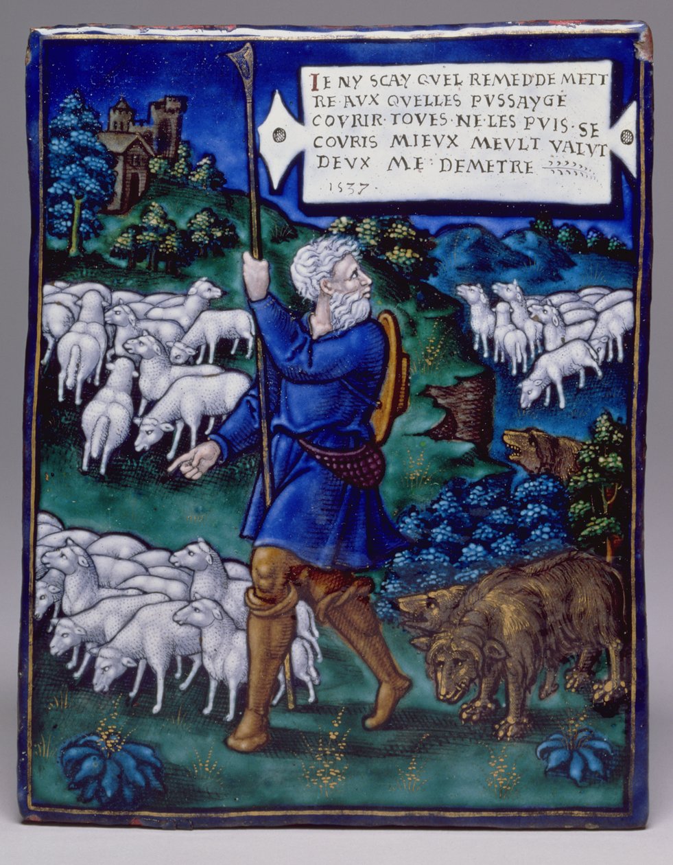 Tablica przedstawiająca Złego Pasterza, 1537 (emalia) autorstwa Pierre Raymond