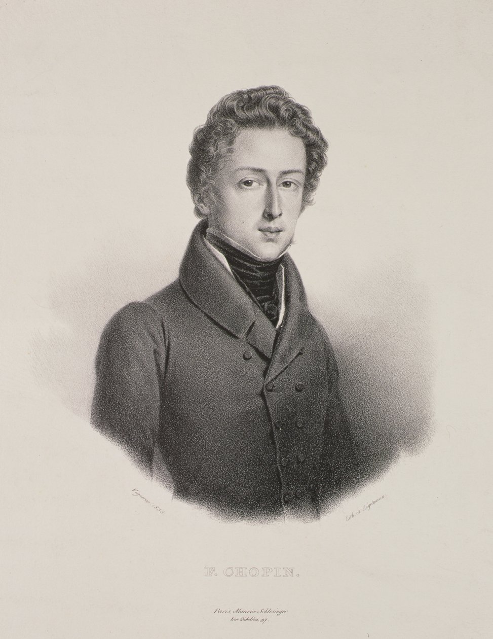 Fryderyk Chopin (1810-49) rytowany przez Gottfrieda Engelmanna (1788-1839) 1833 autorstwa Pierre Roch Vigneron