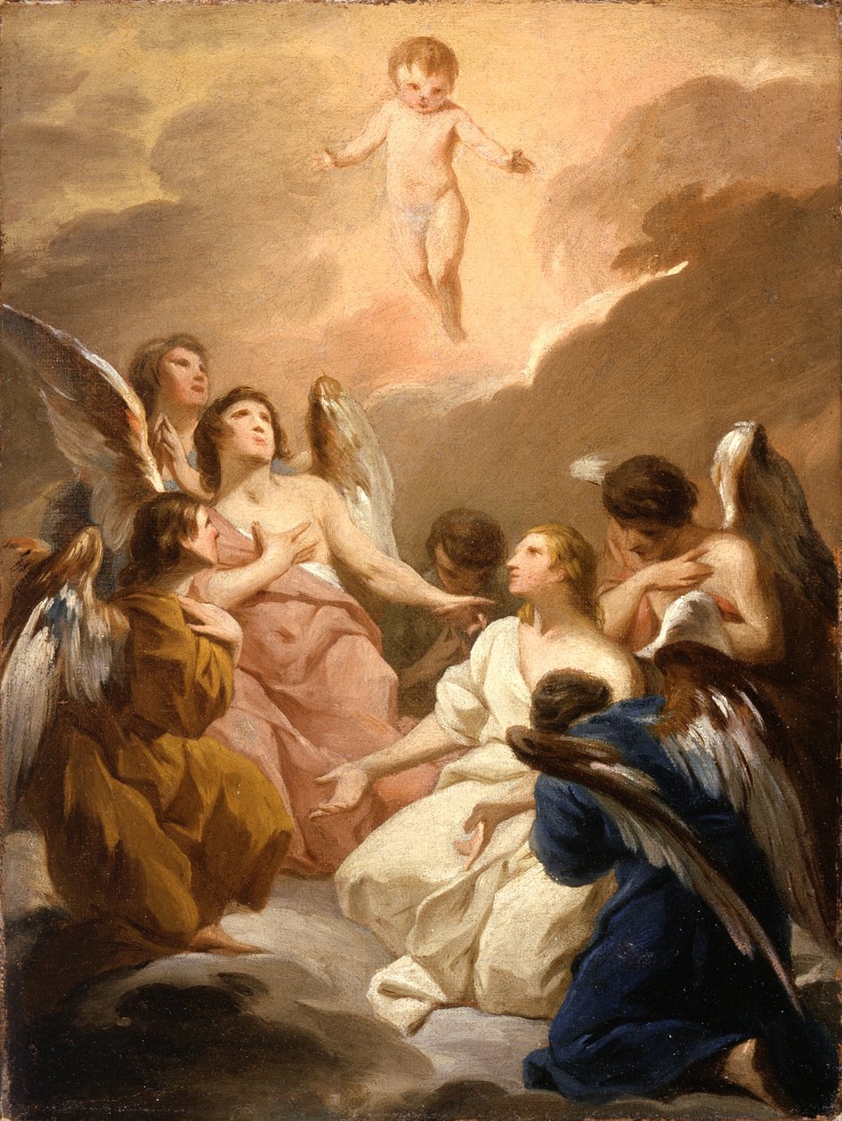 Siedmiu aniołów adorujących Dzieciątko Jezus, ok. 1730-40 autorstwa Pierre Subleyras