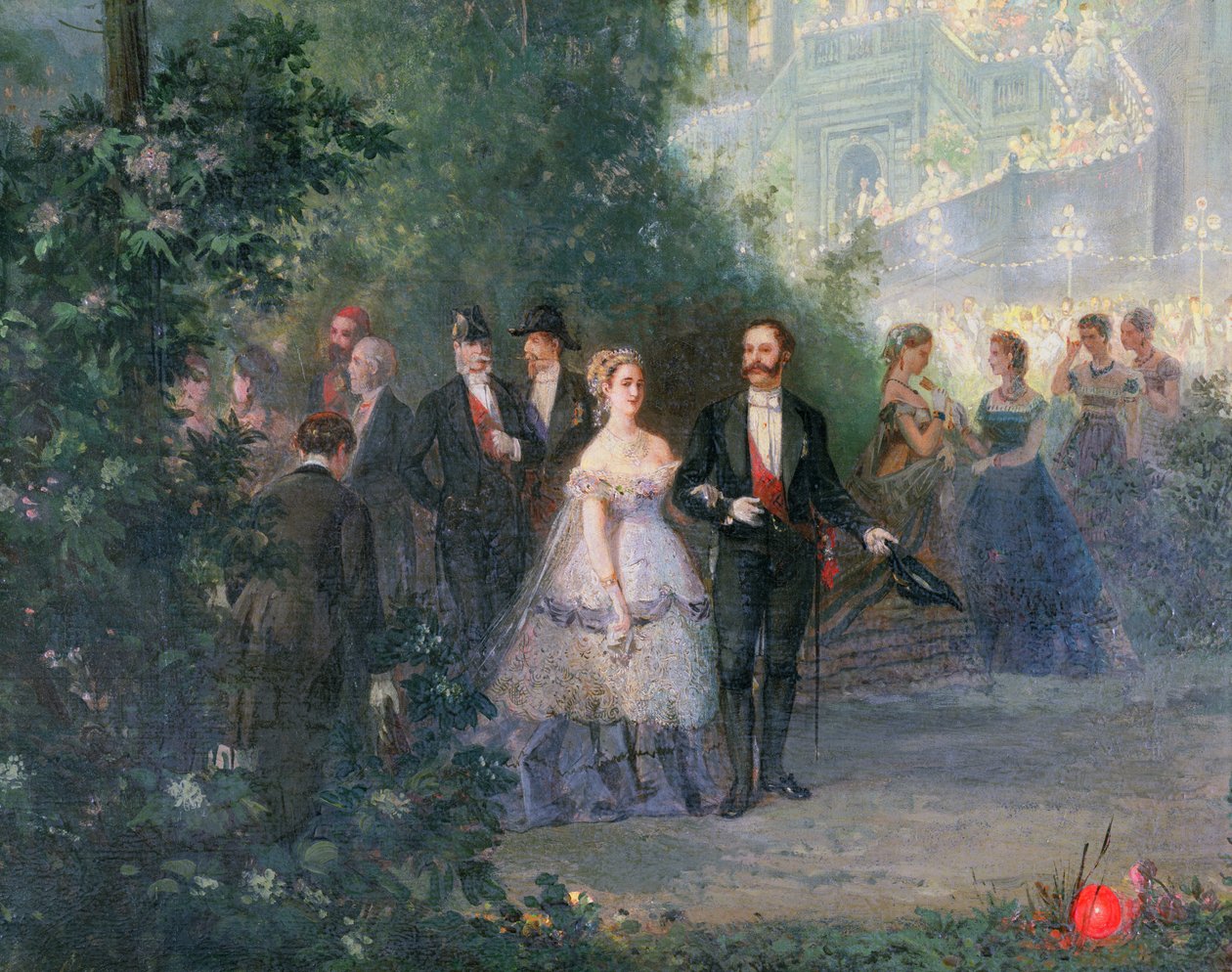 Wieczorne przyjęcie w Tuileries, 10 czerwca 1867 olej na płótnie detal z 218257 autorstwa Pierre Tetar van Elven