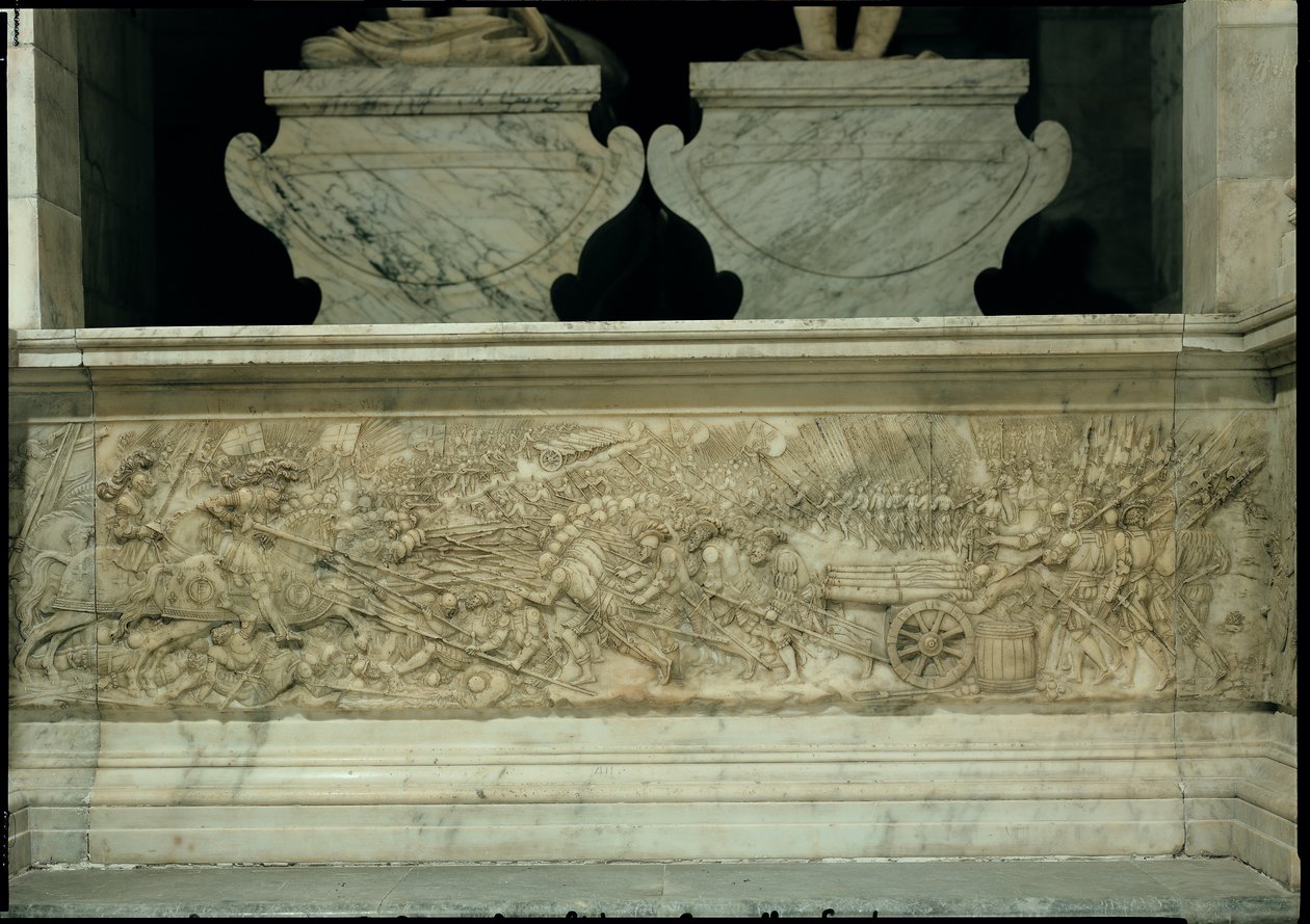 Bitwa pod Marignano w 1515, z grobu Franciszka I i Klaudiusza Francji, księżnej Bretanii, 1548-52 (marmur) autorstwa Pierre Bontemps