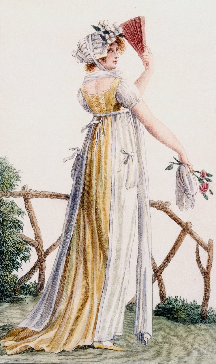 Sukienka damska w stylu wiejskim, ilustracja z „Journal des Dames et des Modes”, 1799 autorstwa Pierre de La Mesangere