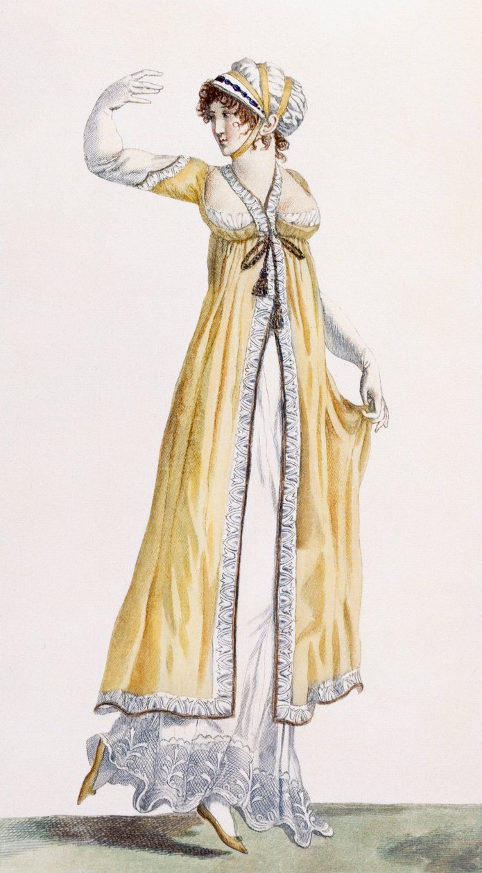 Damska tunika w stylu rosyjskim, ilustracja z „Journal des Dames et des Modes”, 1801 autorstwa Pierre de La Mesangere
