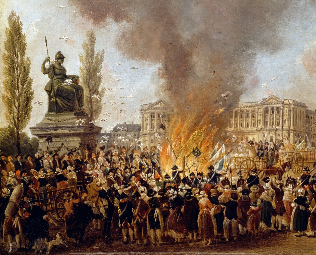 Święto Jedności, niszczenie emblematów monarchii, Place de la Concorde autorstwa Pierre Antoine Demachy