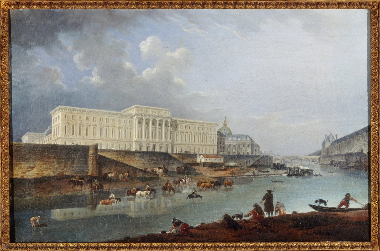 Hôtel de la Monnaie, Quai de Conti i Sekwana widziane z Pointe de la Cité autorstwa Pierre Antoine Demachy