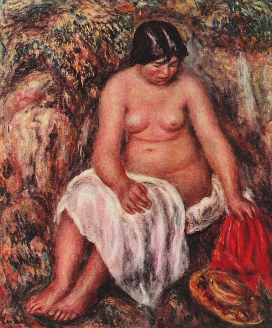 Akt w słomkowym kapeluszu autorstwa Pierre Auguste Renoir