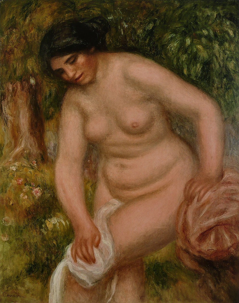 Brunetka Kąpiąca się Gabrielle wyciera autorstwa Pierre Auguste Renoir