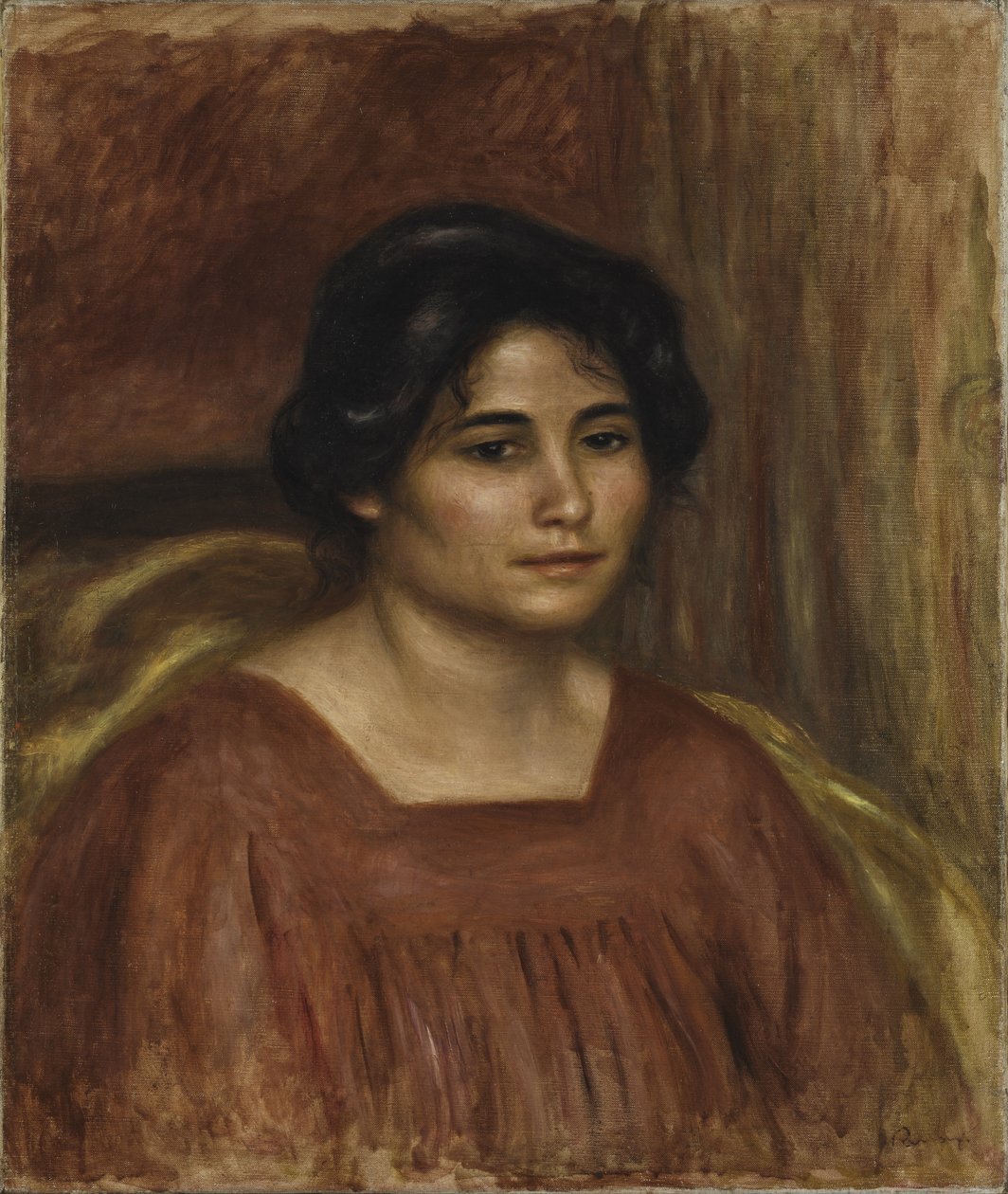 Gabrielle w czerwonej sukience, 1908 autorstwa Pierre Auguste Renoir