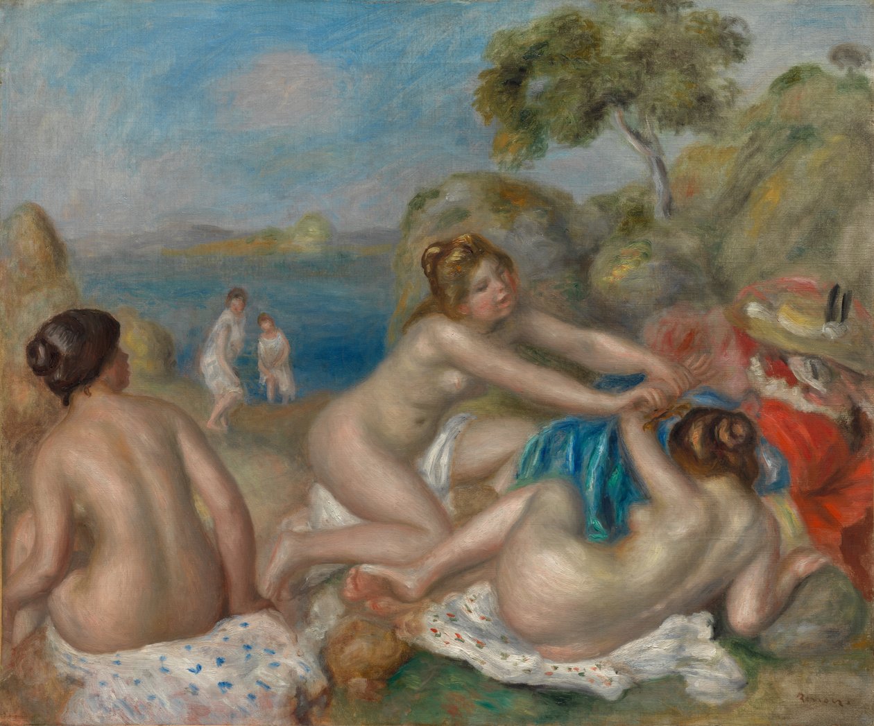 Kąpiący się bawiący się z krabem autorstwa Pierre-Auguste Renoir