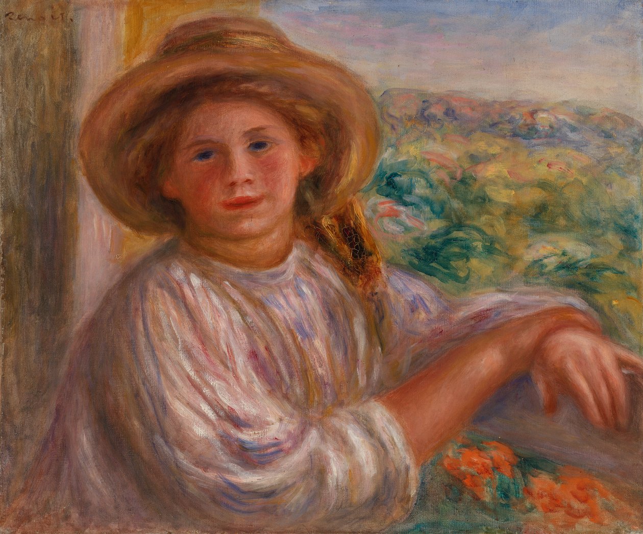 Dziewczyna na balkonie, Cagnes autorstwa Pierre-Auguste Renoir