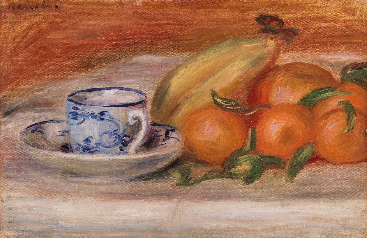 Pomarańcze, banany i filiżanka autorstwa Pierre-Auguste Renoir