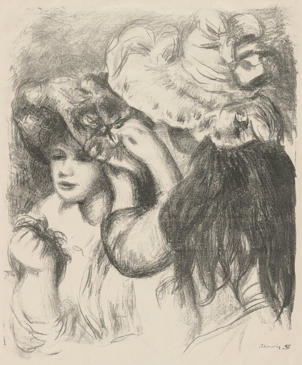 Przypinanie kapelusza autorstwa Pierre-Auguste Renoir
