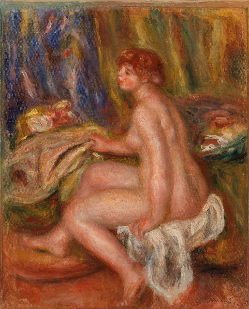 Siedząca kobieta nago, widok profilu autorstwa Pierre-Auguste Renoir