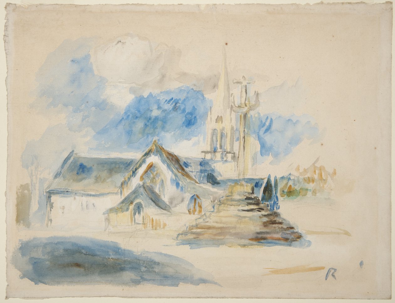 Kalwaria i kościół w Nizon, niedaleko Pont-Aven autorstwa Pierre-Auguste Renoir