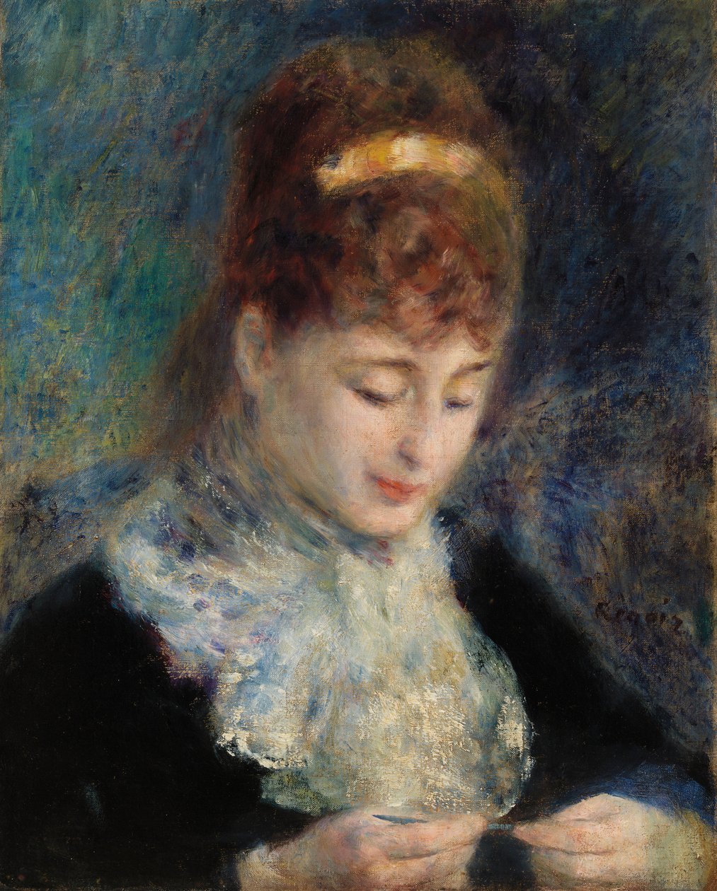Kobieta szydełkująca autorstwa Pierre-Auguste Renoir